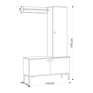 Mobile ingresso moderno design 110xH175 appendiabiti rovere Bristol