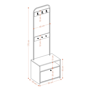 Mobile ingresso moderno design 50xH170 appendiabiti bianco nero York