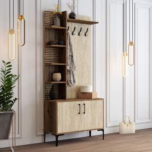 Mobile ingresso moderno design 90xH200 appendiabiti noce rovere Stafford