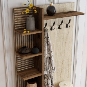 Mobile ingresso moderno design 90xH200 appendiabiti noce rovere Stafford