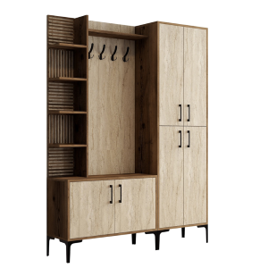 Mobile ingresso moderno design 90xH200 appendiabiti noce rovere Stafford