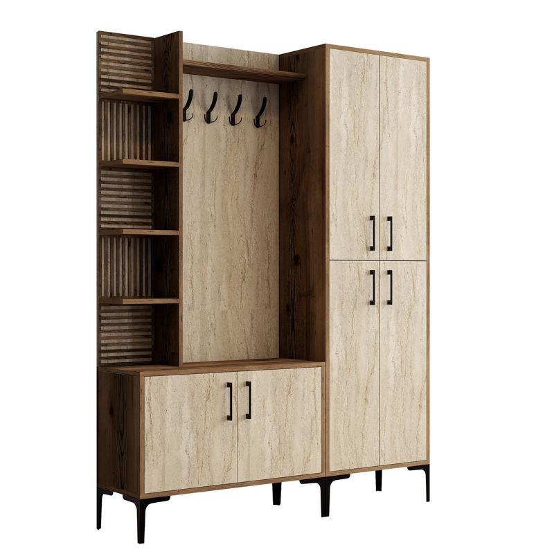 Mobile ingresso moderno design 90xH200 appendiabiti noce rovere Stafford