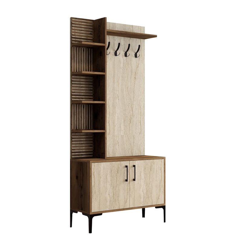 Mobile ingresso moderno design 90xH200 appendiabiti noce rovere Stafford
