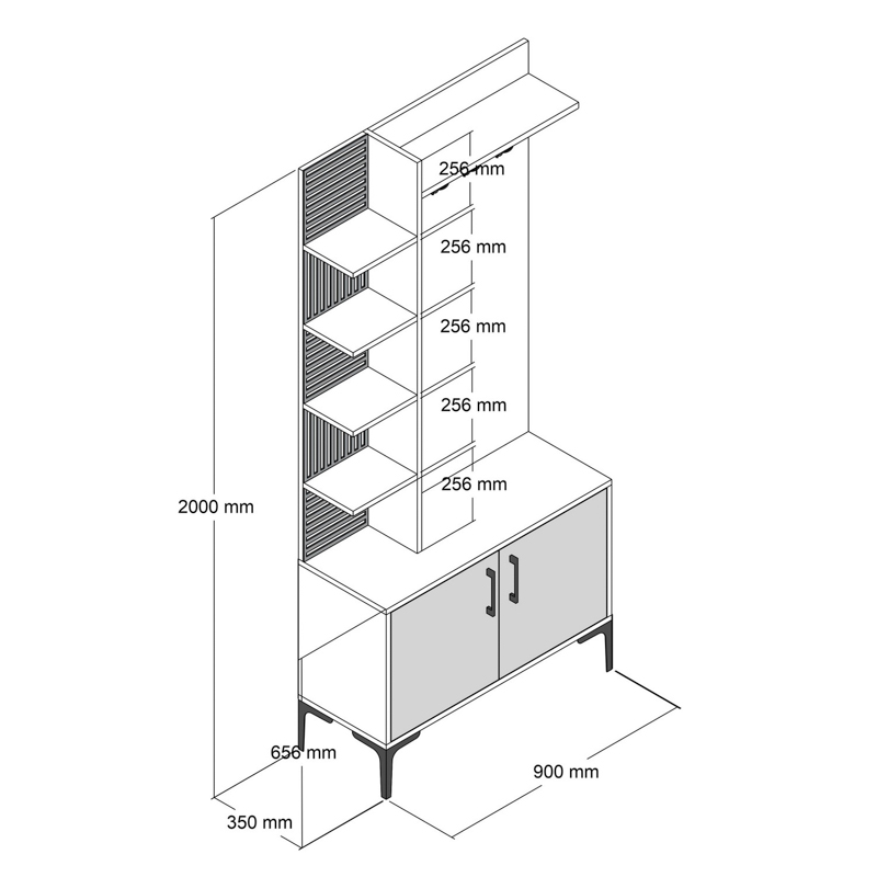 Mobile ingresso moderno design 90xH200 appendiabiti noce rovere Stafford