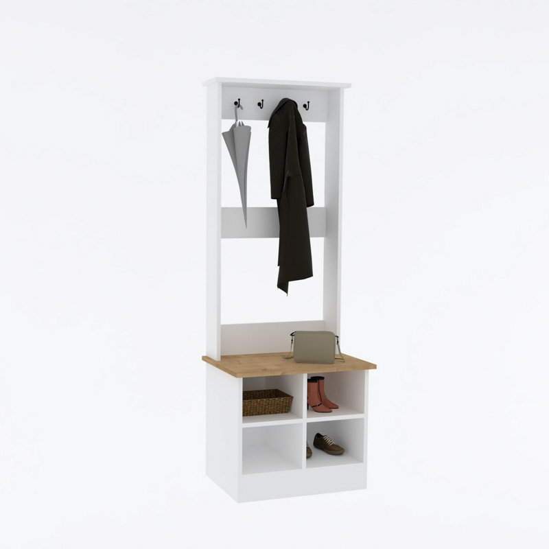 Mobile ingresso moderno design 64xH175 appendiabiti bianco Kent