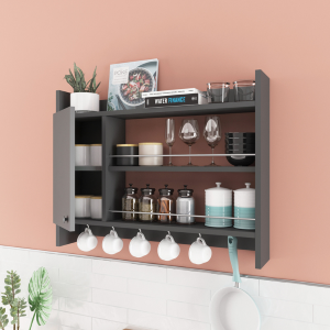 Mobile cucina portaspezie sospeso design multiuso anta 85xH65 antracite Server