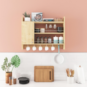 Mobile cucina portaspezie sospeso design multiuso anta 85xH65 rovere Server