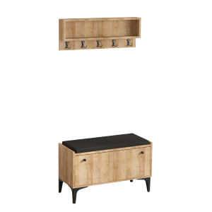Mobile ingresso moderno appendiabiti cassapanca 80cm rovere Atlas