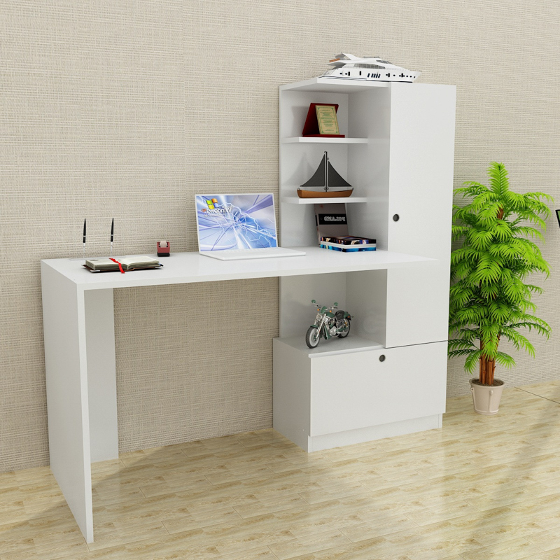 Scrivania moderna attrezzata libreria ufficio 150xH120 cm bianco Concept-D