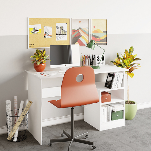 Scrivania moderna lineare ripiani 120xH74 cm bianco Note