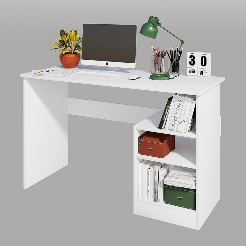 Scrivania moderna lineare ripiani 120xH74 cm bianco Note