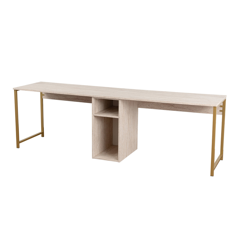 Scrivania doppia moderna 240xH74 cm libreria beige oro Center