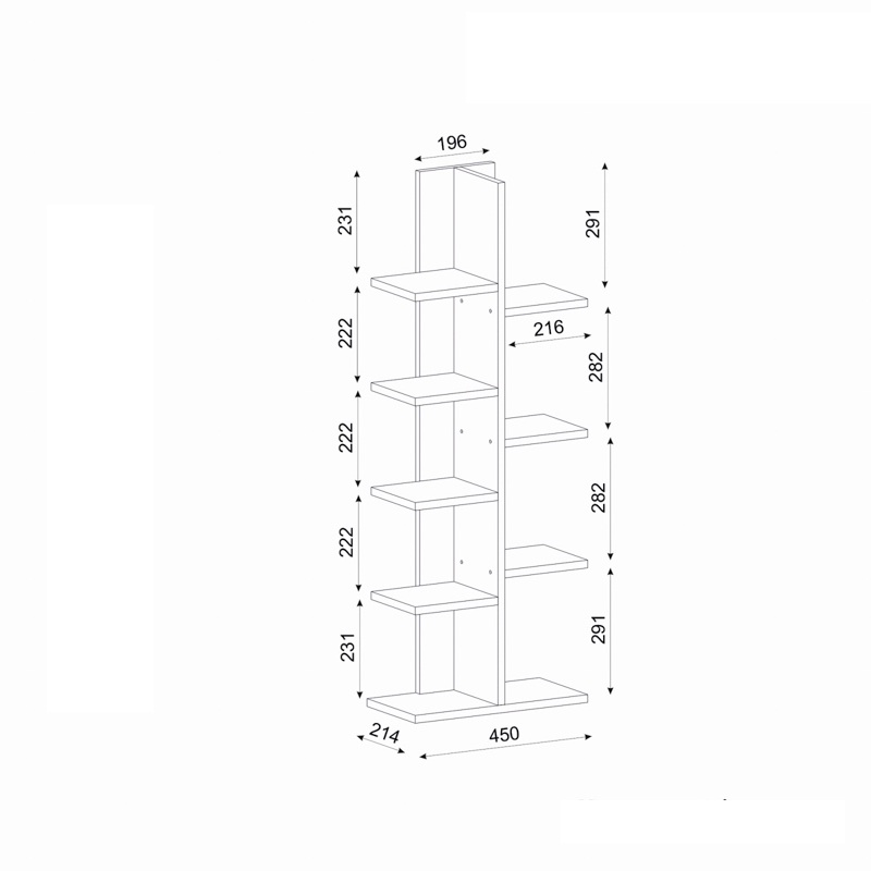 Libreria moderna soggiorno design colonna 45xH121 cm bianco Arven
