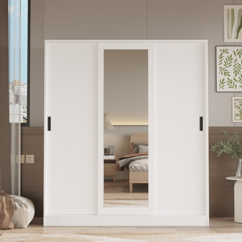 Armadio 3 ante scorrevoli specchio moderno 160xH180 bianco Gima