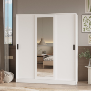 Armadio 3 ante scorrevoli specchio moderno 160xH180 bianco Gima