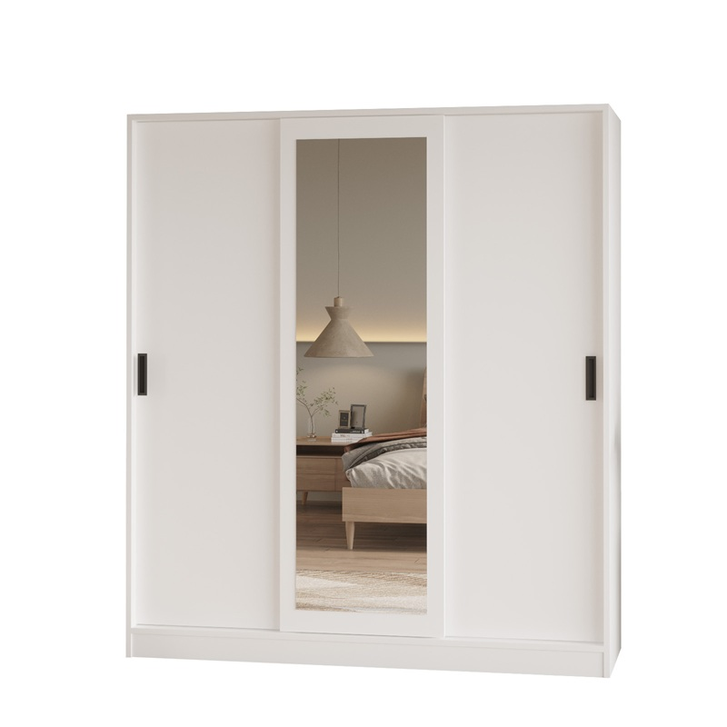 Armadio 3 ante scorrevoli specchio moderno 160xH180 bianco Gima