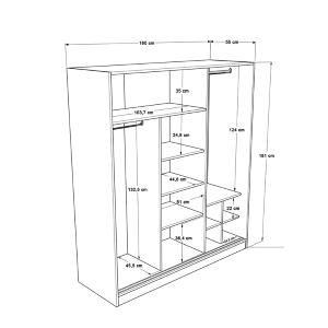 Armadio 3 ante scorrevoli specchio moderno 160xH180 bianco Gima