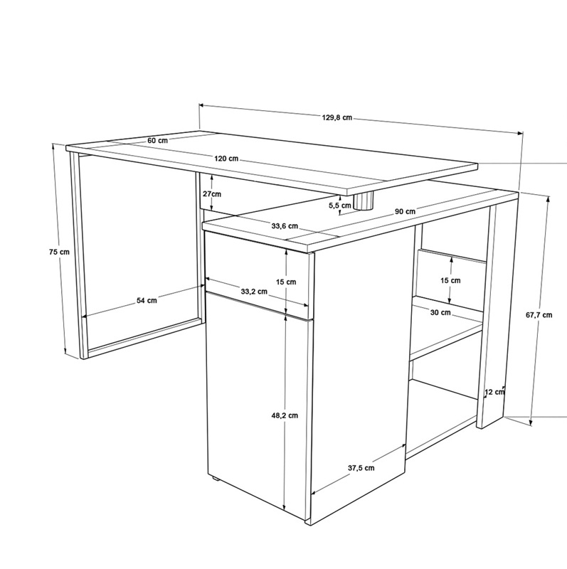 Scrivania angolare moderna ufficio 130xH73 bianco Viso