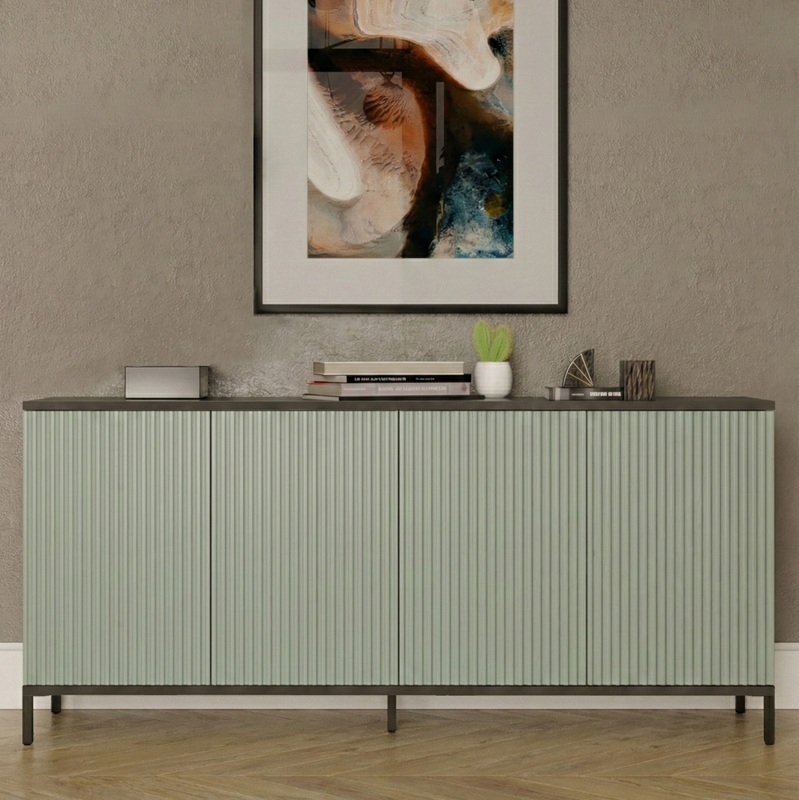 Credenza madia moderna 4 ante 160xH72 antracite verde Menta