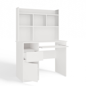 Scrivania attrezzata moderna 1 anta 1 cassetto 9xH145 sinistra bianco Tour