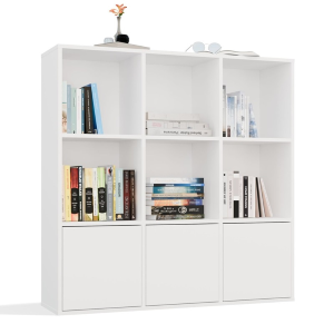 Libreria moderna parete soggiorno 3 ante 110,5x110,5 bianco Favola