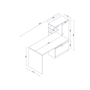 Scrivania moderna attrezzata libreria ufficio 150xH120 cm bianco Concept-D