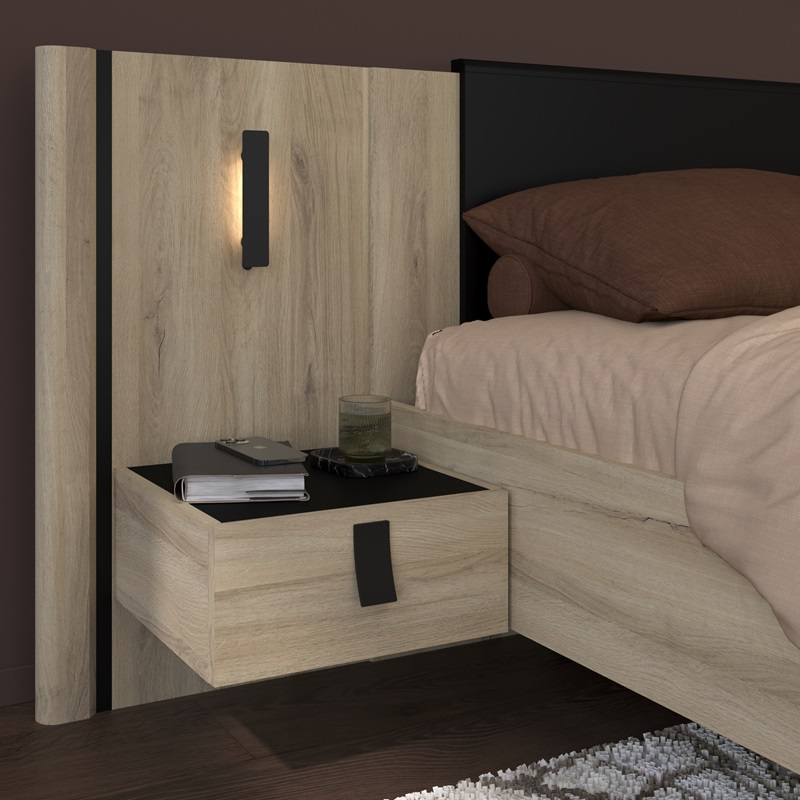Coppia comodini moderni design 40x88 rovere nero West