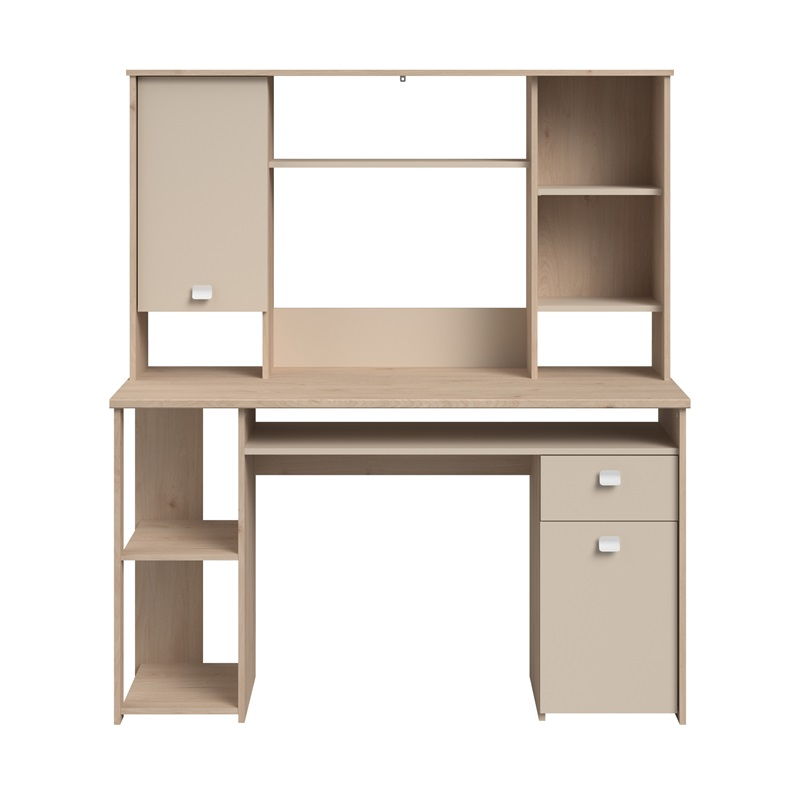 Scrivania attrezzata libreria moderna 138xH148 rovere beige Duna