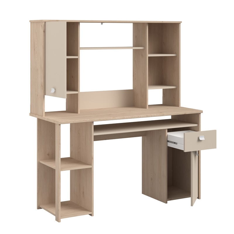 Scrivania attrezzata libreria moderna 138xH148 rovere beige Duna