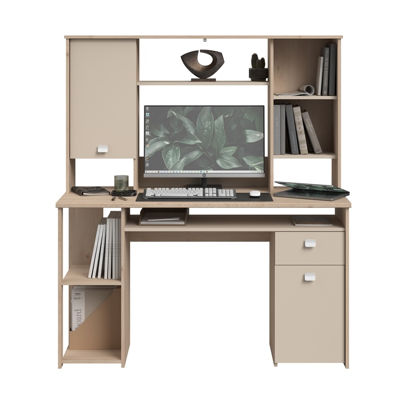 Scrivania attrezzata libreria moderna 138xH148 rovere beige Duna