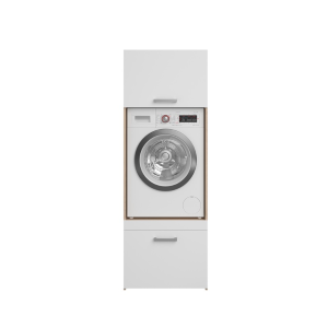 Mobile lavatrice asciugatrice lavanderia 2 ante 2 cassetti 128xH184 rovere bianco Candor
