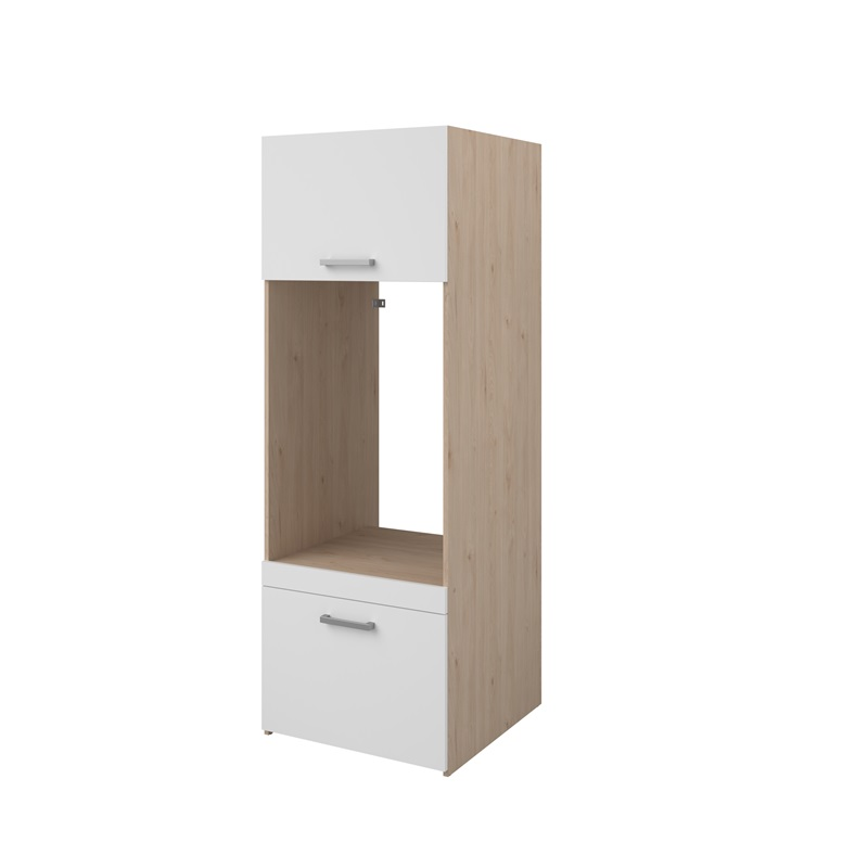 Mobile lavatrice asciugatrice lavanderia 2 ante 2 cassetti 128xH184 rovere bianco Candor