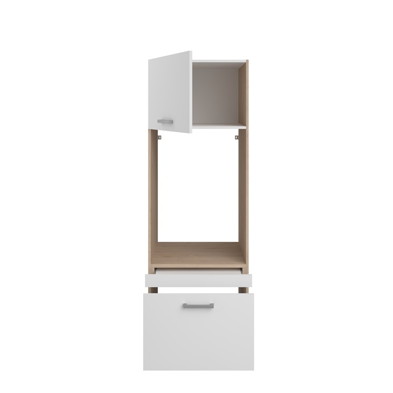 Mobile lavatrice asciugatrice lavanderia 2 ante 2 cassetti 128xH184 rovere bianco Candor