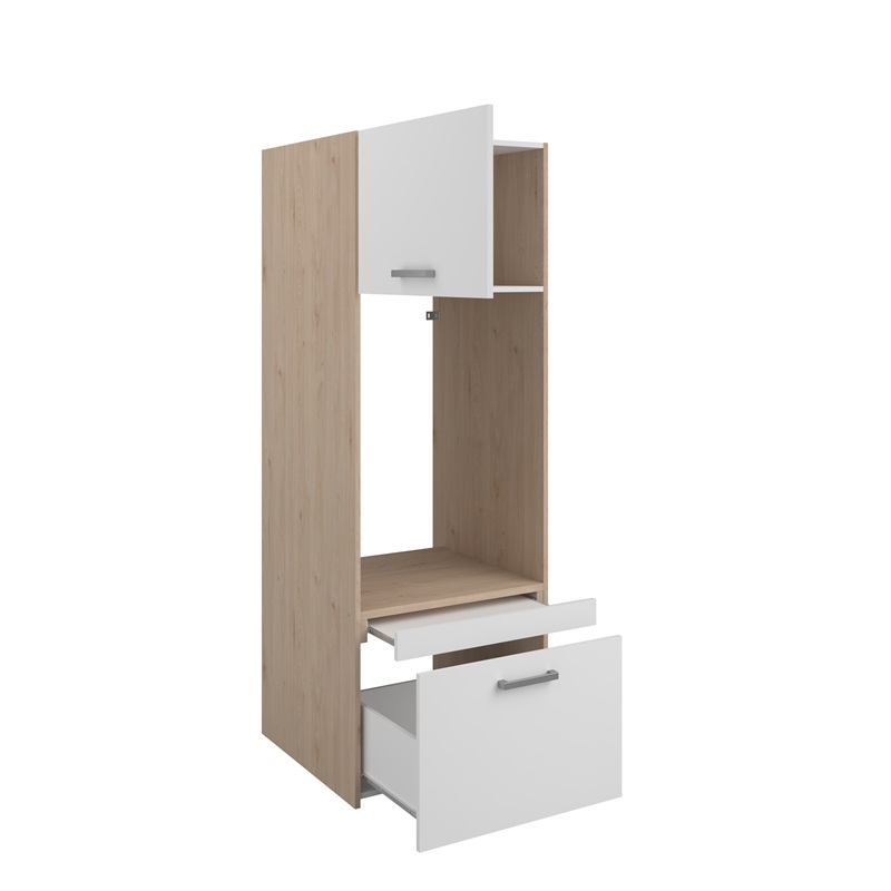 Mobile lavatrice asciugatrice lavanderia 2 ante 2 cassetti 128xH184 rovere bianco Candor