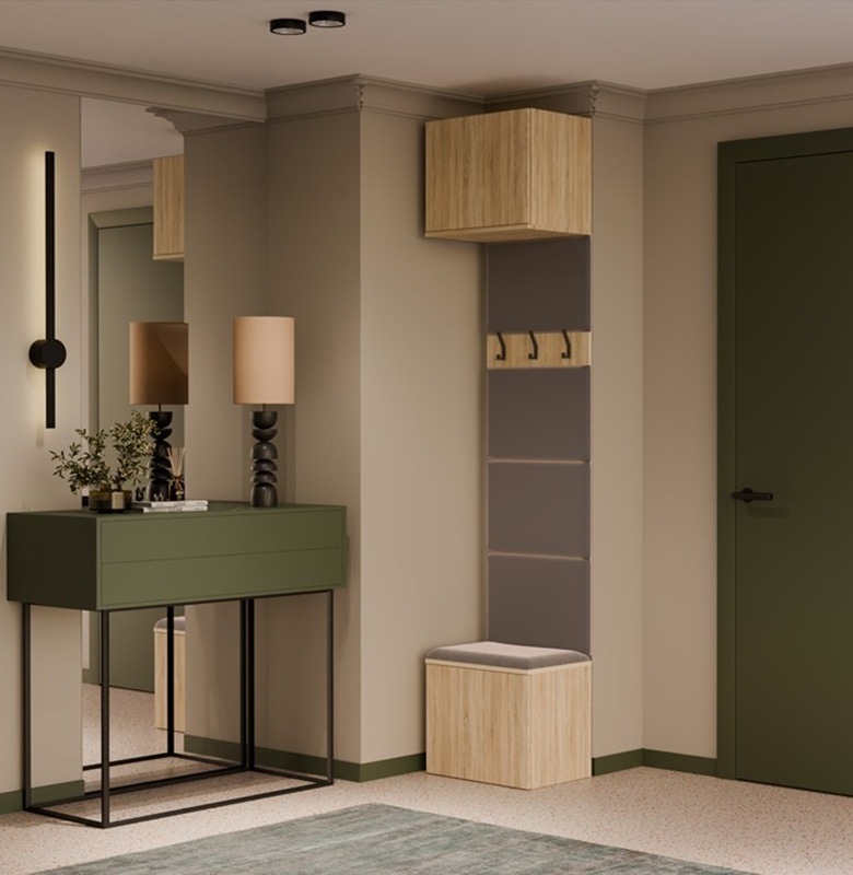Colonna appendiabiti mobile ingresso moderno 50xH238 cm rovere antracite Berlino