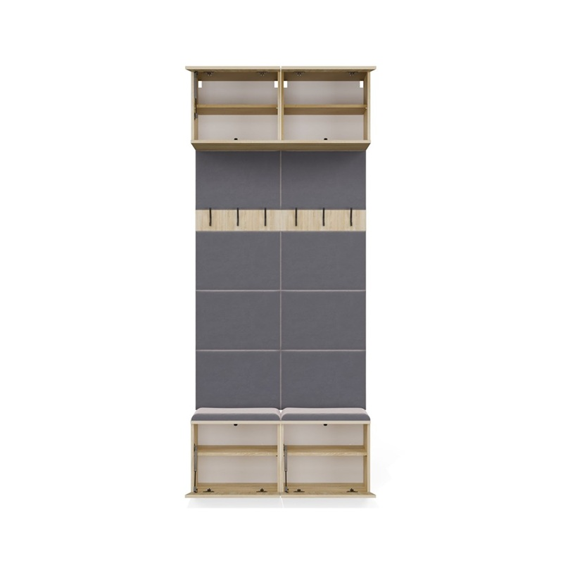 Mobile ingresso moderno 100xH238 cm appendiabiti cassapanca rovere antracite Berlino