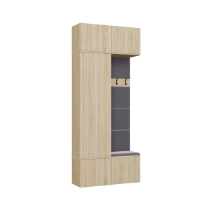 Mobile ingresso moderno 100xH238 cm specchio cassapanca rovere antracite Berlino