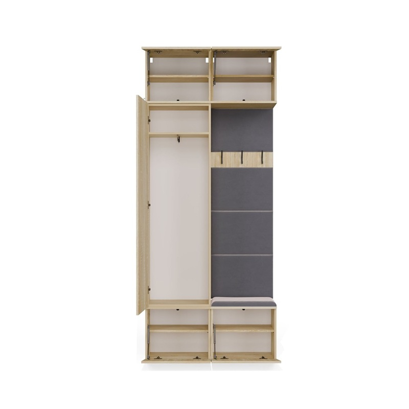 Mobile ingresso moderno 100xH238 cm specchio cassapanca rovere antracite Berlino
