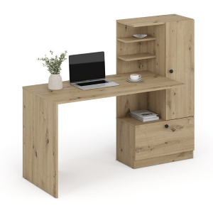 Scrivania parete attrezzata moderna design 150xH120 rovere Hugo