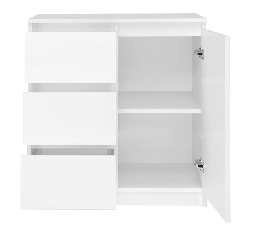 Comò moderno 1 anta 3 cassetti 80xH75 bianco Marcus