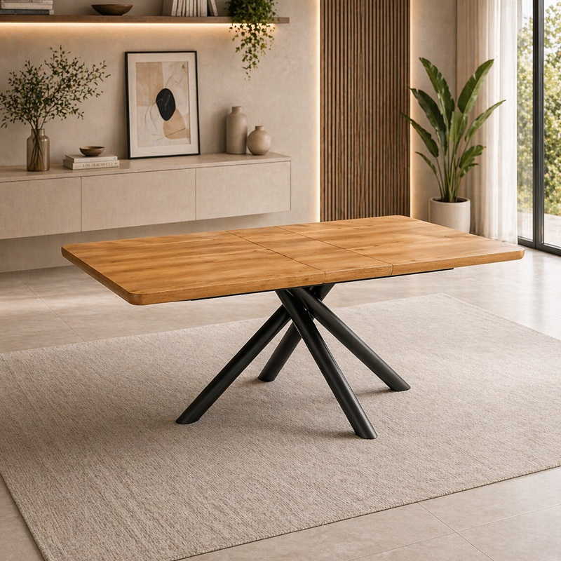 Tavolo allungabile moderno da pranzo 160/200 rovere nero Livor