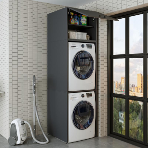 Mobile lavatrice asciugatrice lavanderia con anta 67xH231 antracite Clean