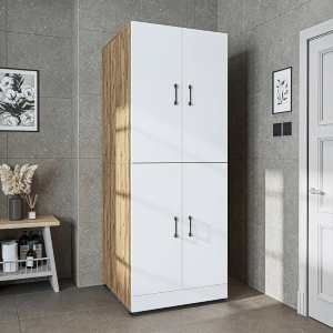 Armadio chiuso mobile lavatrice asciugatrice ripiani 70xH185 rovere bianco Shine