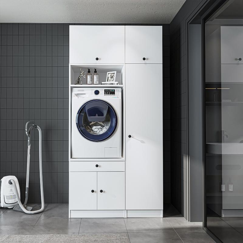 Mobile lavatrice armadio lavanderia 112xH230 con ante bianco Domus