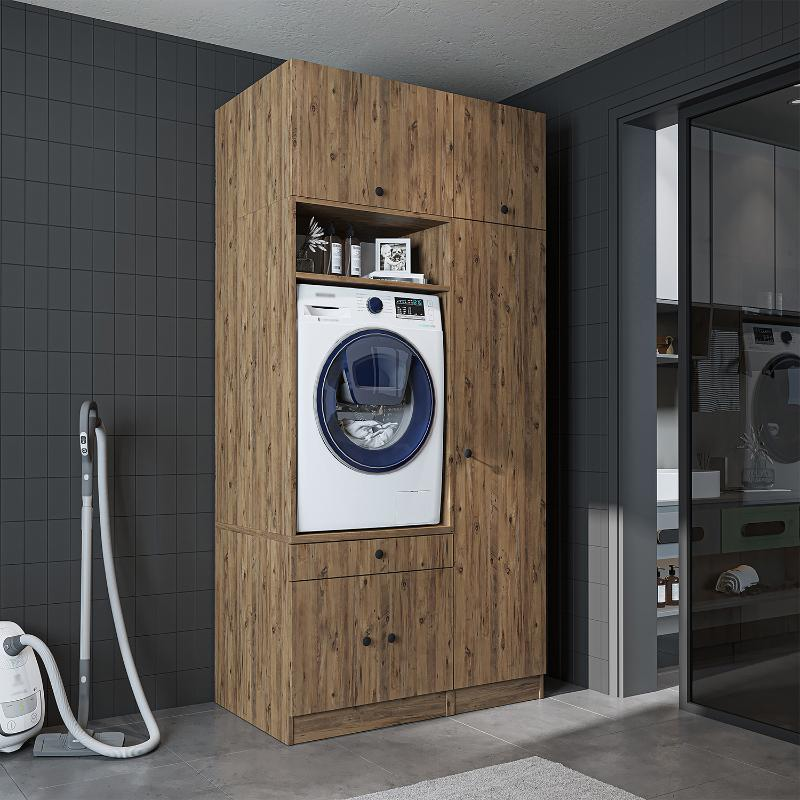 Mobile lavatrice armadio lavanderia 112xH230 con ante rovere oldwook Domus
