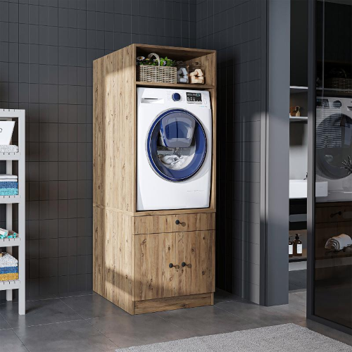 Mobile lavatrice lavanderia 67xH184 con ante rovere oldwook Domus