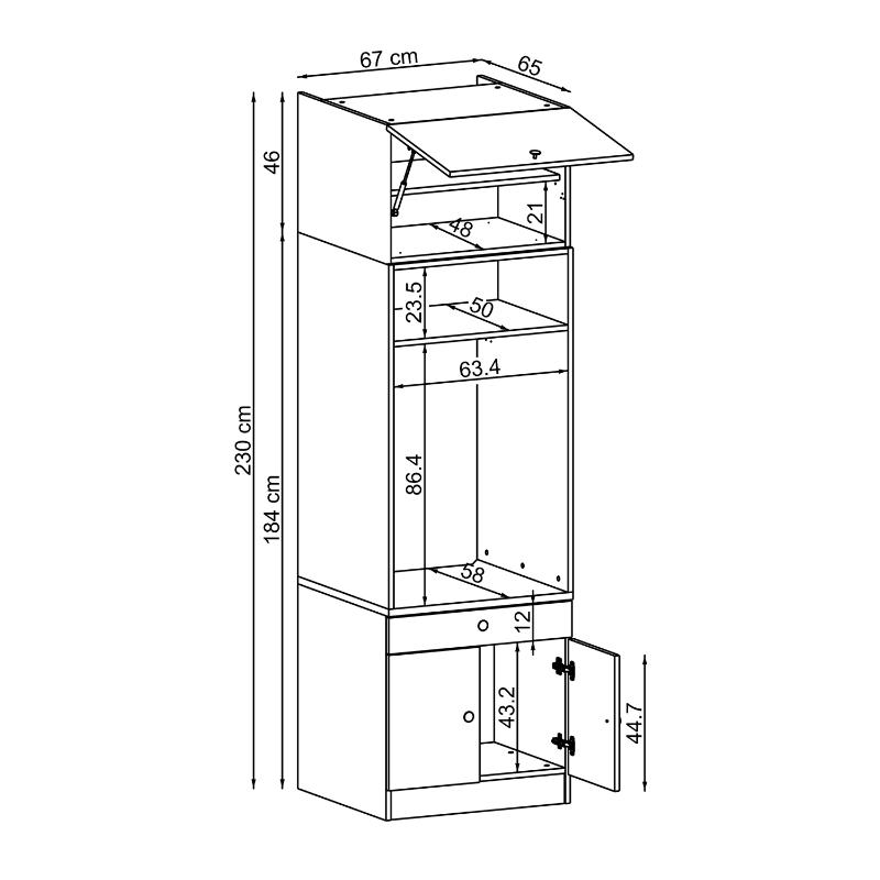 Mobile lavatrice colonna lavanderia 67xH230 con ante rovere oldwook Domus