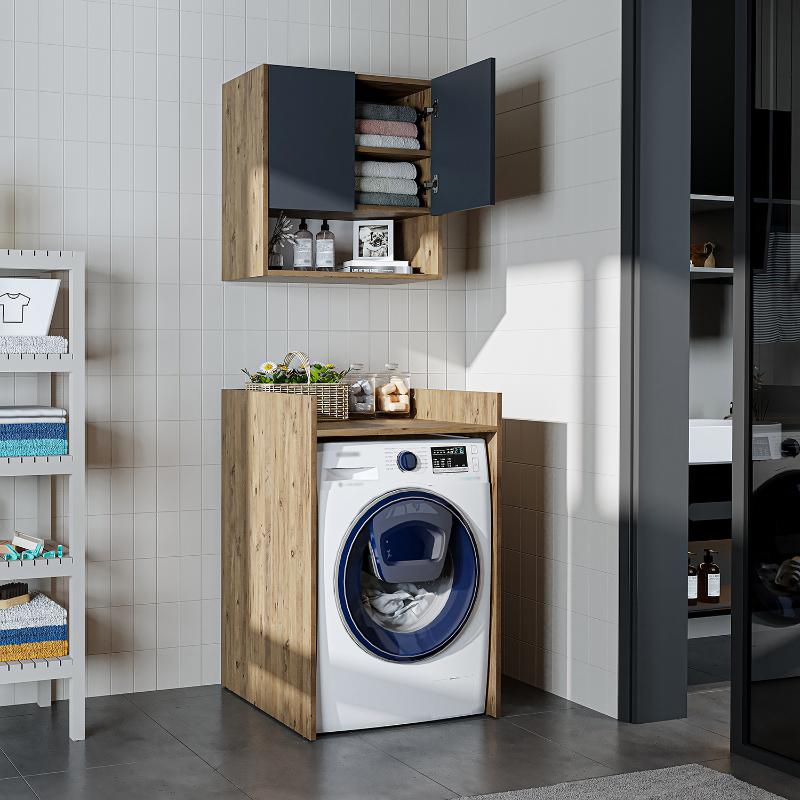 Mobile coprilavatrice moderno con pensile 65 cm rovere antracite Nova