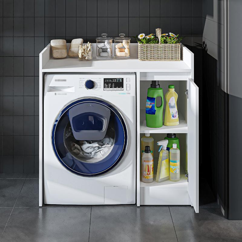 Mobile lavatrice con mobiletto reversibile 1 anta 100xH99 cm bianco Lavos