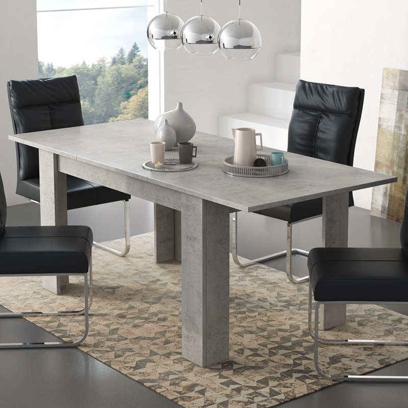 Tavolo da pranzo allungabile moderno 140/200 cm grigio cemento Alven